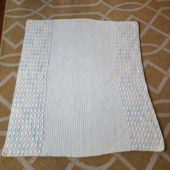 Handmade Afghan Baby Blanket Blue, Pink, Yellow - Picture 4 of 5